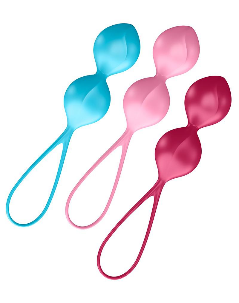 Satisfyer - Bekkenbodem Trainer Kegel Balls Set Van 3 - Rood - Roze - Blauw - gevorderd