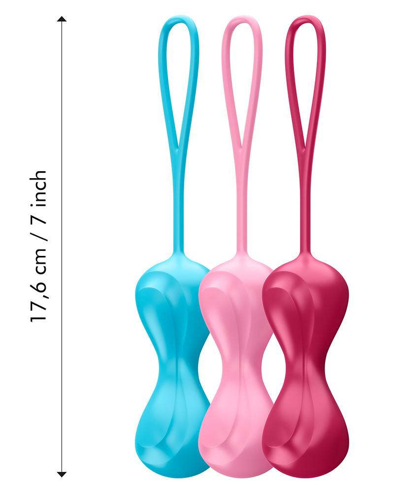 Satisfyer - Bekkenbodem Trainer Kegel Balls Set Van 3 - Rood - Roze - Blauw - Medium