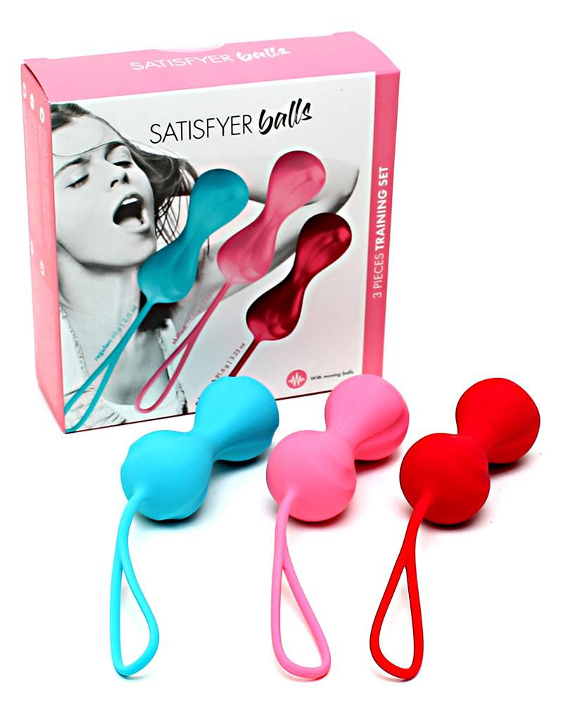 Satisfyer - Bekkenbodem Trainer Kegel Balls Set Van 3 - Rood - Roze - Blauw - Medium
