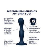 Satisfyer - Double Ball-R - Verzwaarde Dildo met Bewegende Metalen Kogels - Blauw