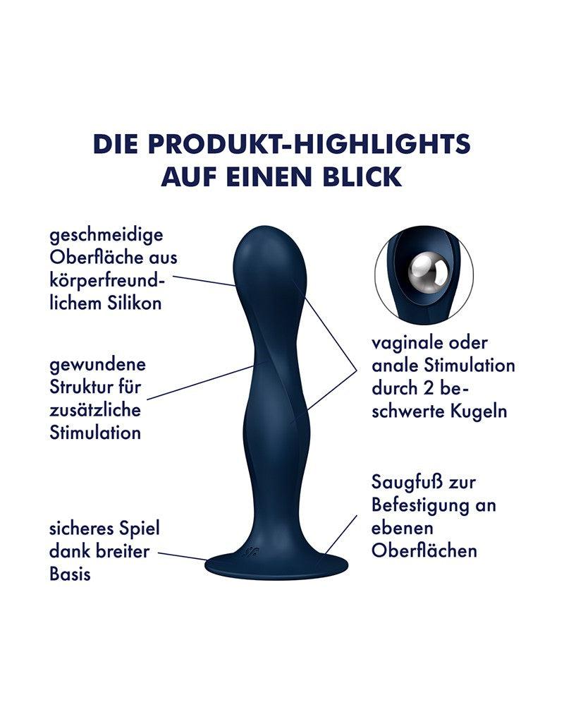 Satisfyer - Double Ball-R - Verzwaarde Dildo met Bewegende Metalen Kogels - Blauw