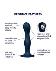 Satisfyer - Double Ball-R - Verzwaarde Dildo met Bewegende Metalen Kogels - Blauw