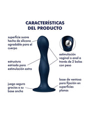 Satisfyer - Double Ball-R - Verzwaarde Dildo met Bewegende Metalen Kogels - Blauw
