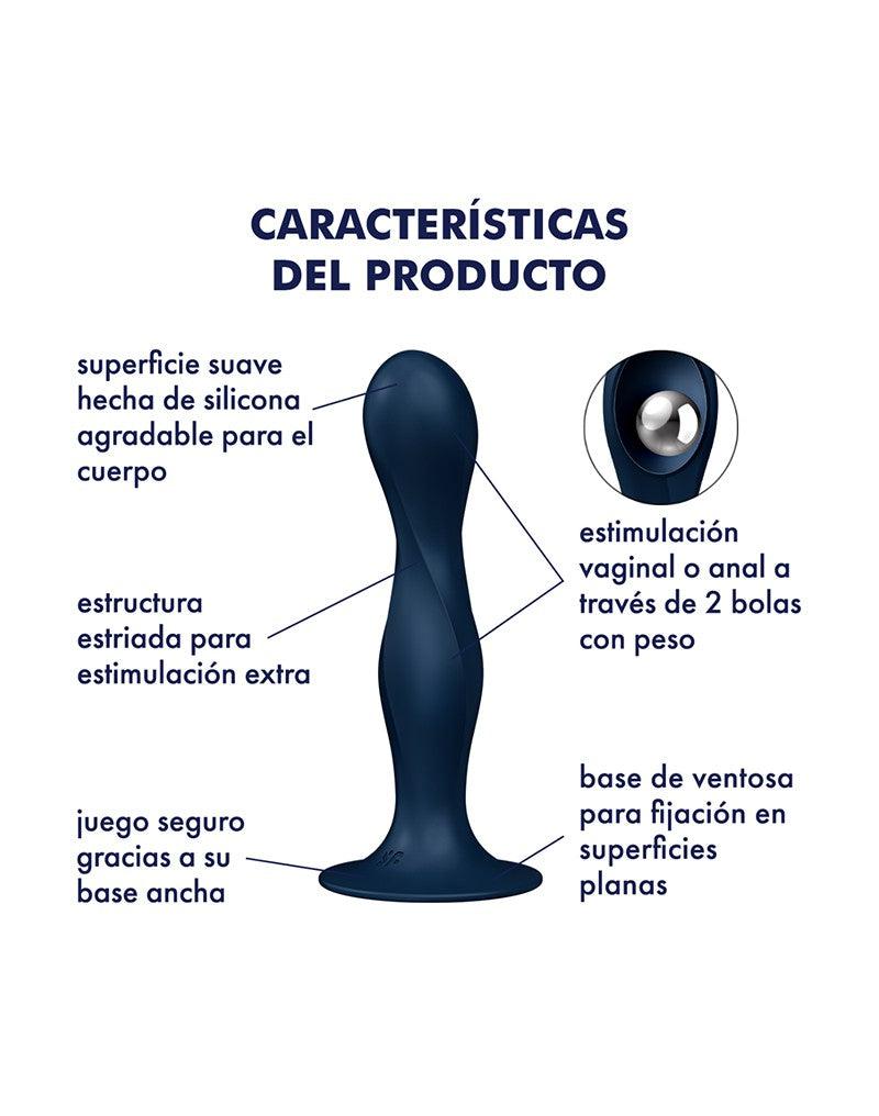 Satisfyer - Double Ball-R - Verzwaarde Dildo met Bewegende Metalen Kogels - Blauw