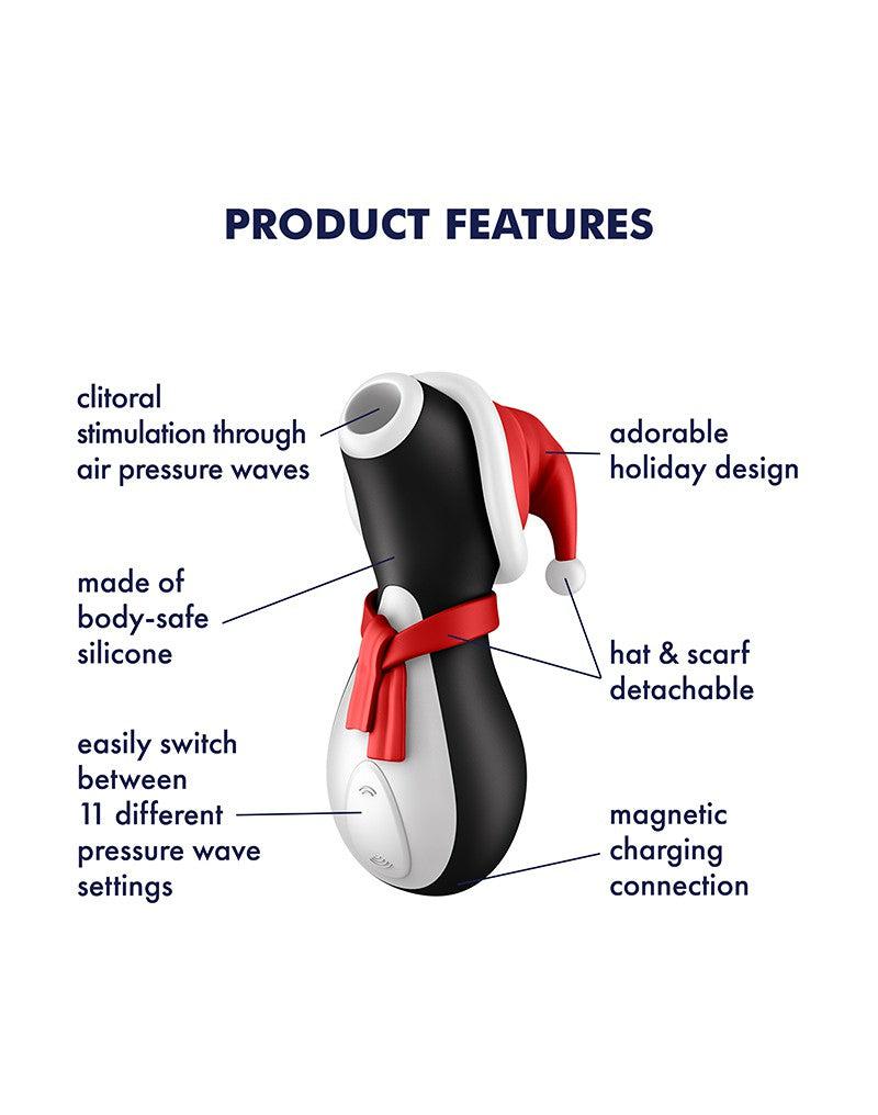 Satisfyer Penguin - Holiday Edition - Luchtdruk Stimulator - USB-oplaadbaar - Zwart, Rood & Wit