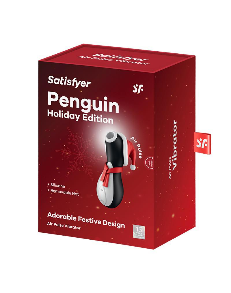 Satisfyer Penguin - Holiday Edition - Luchtdruk Stimulator - USB-oplaadbaar - Zwart, Rood & Wit