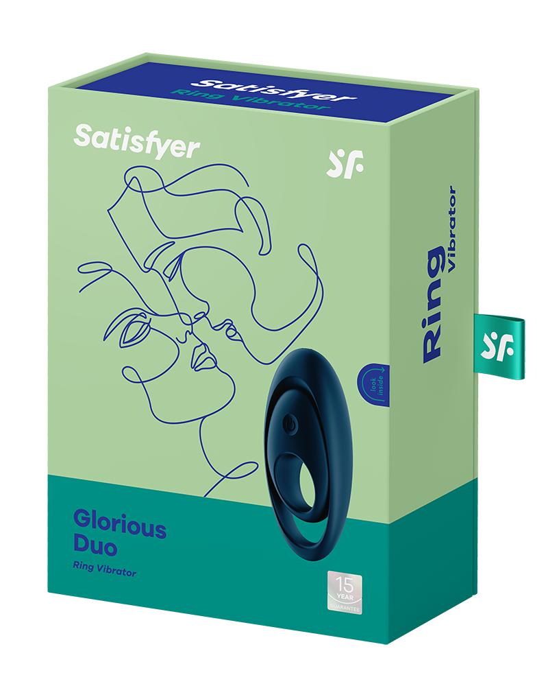 Satisfyer - Vibrerende Cockring Met Partner Stimulator - Koppel Vibrator Glorious Duo - Blauw