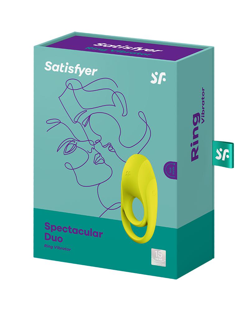 Satisfyer - Vibrerende Cockring Met Partner Stimulator - Koppel Vibrator Spectacular Duo - Geel