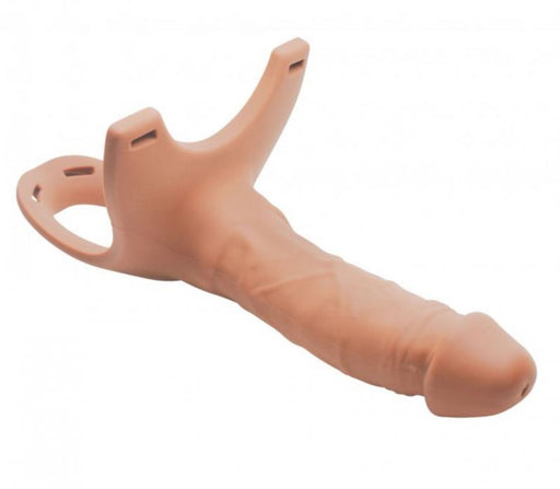 Size Matters - Holle Strap-On Siliconen Dildo Met Harnas - Beige-roze/Zwart