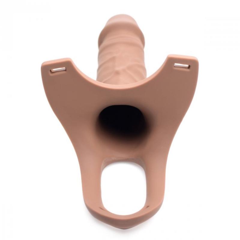 Size Matters - Holle Strap-On Siliconen Dildo Met Harnas - Beige-roze/Zwart