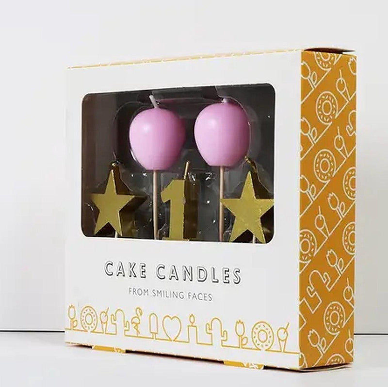 Smiling Faces - Taartkaarsjes - Cupcake Versiering - 1e Verjaardag Meisje - Roze/Goud - 5 stuks-Erotiekvoordeel.nl
