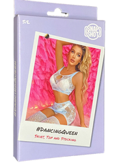 Snapshot - #dancingqueen - Visnet Rokje, Top en Kousen - One Size - Lichtblauw-Erotiekvoordeel.nl