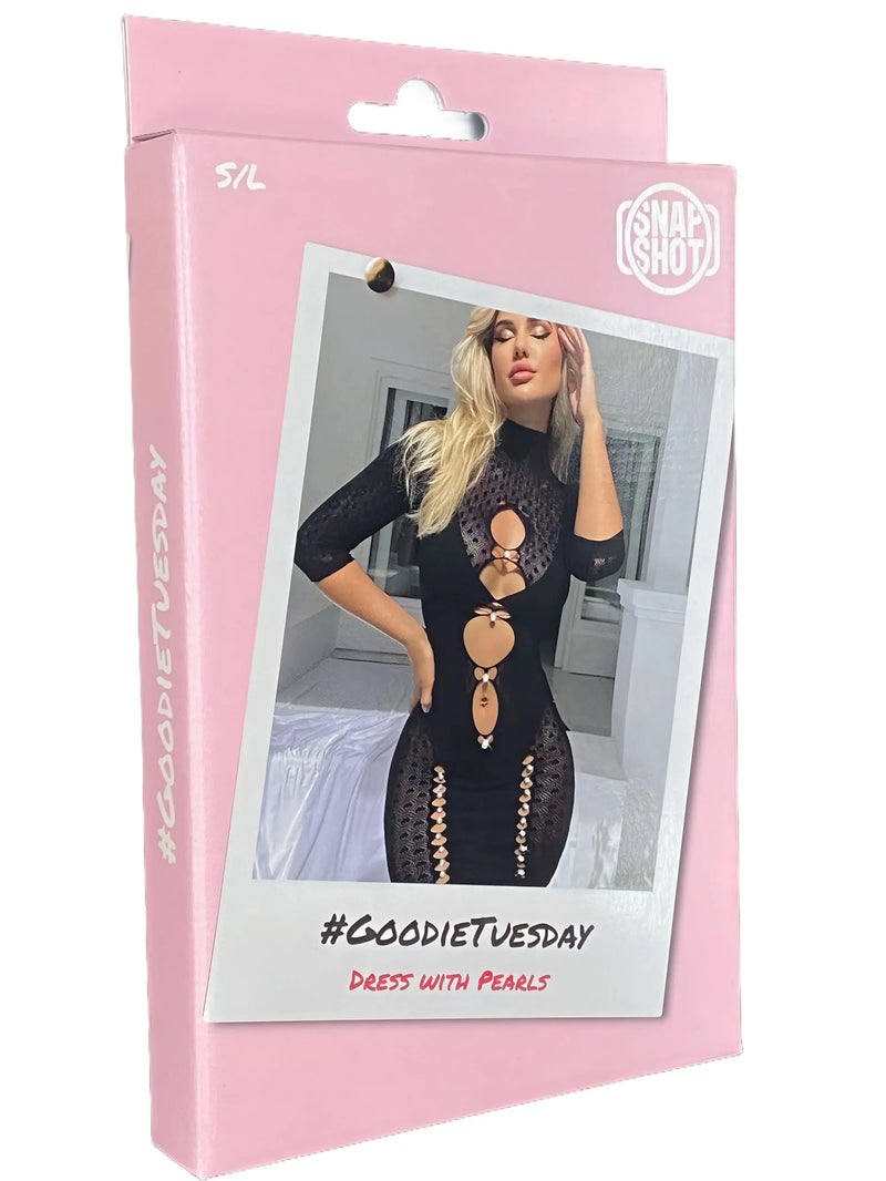 Snapshot - #goodietuesday - Mini Jurk met Parels - One Size - Zwart-Erotiekvoordeel.nl