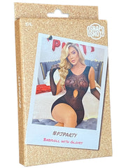 Snapshot - #pjparty - Visnet Mini Jurkje met Handschoenen - One Size - Zwart-Erotiekvoordeel.nl