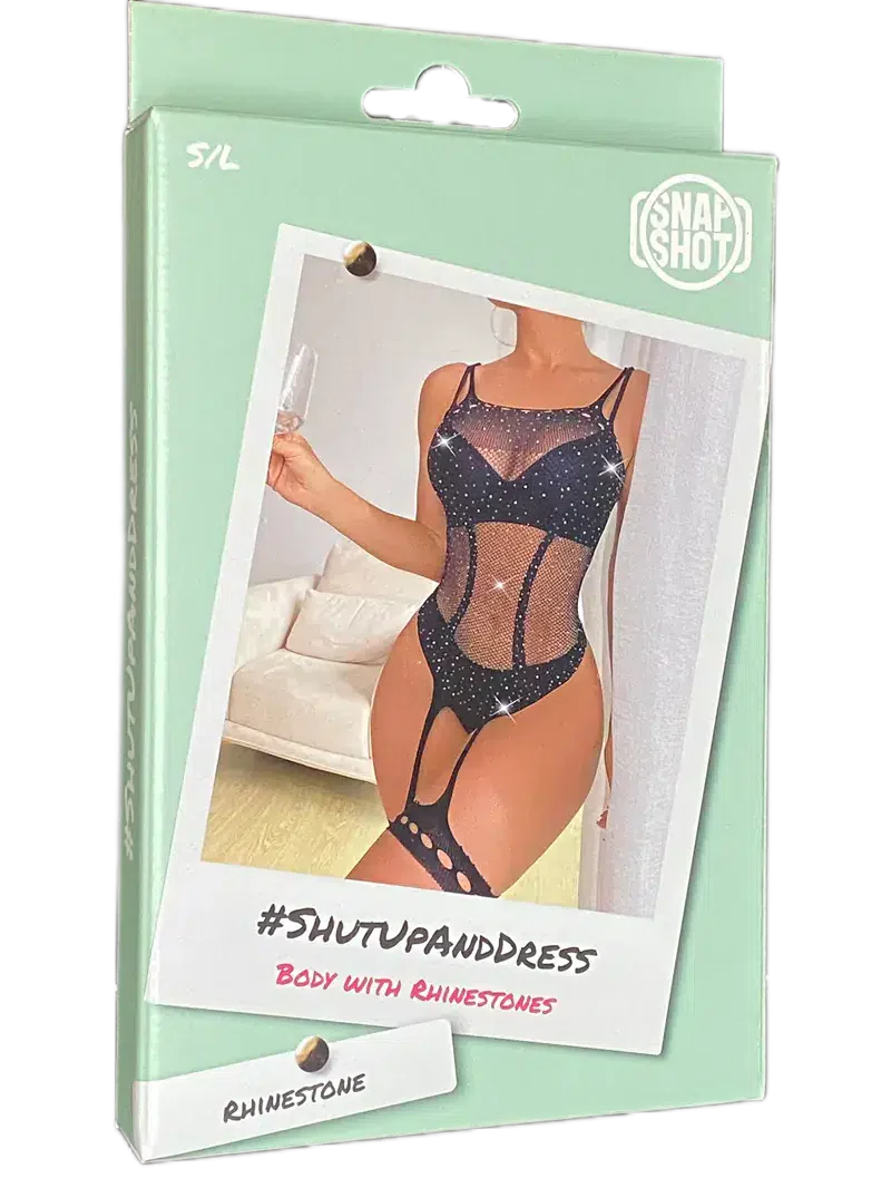 Snapshot - #shutupanddress - Visnet Body met Strass steentjes - One Size - Zwart-Erotiekvoordeel.nl