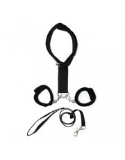 Rimba - Soft Bondage Collar Met handboeien En leiband - Zwart