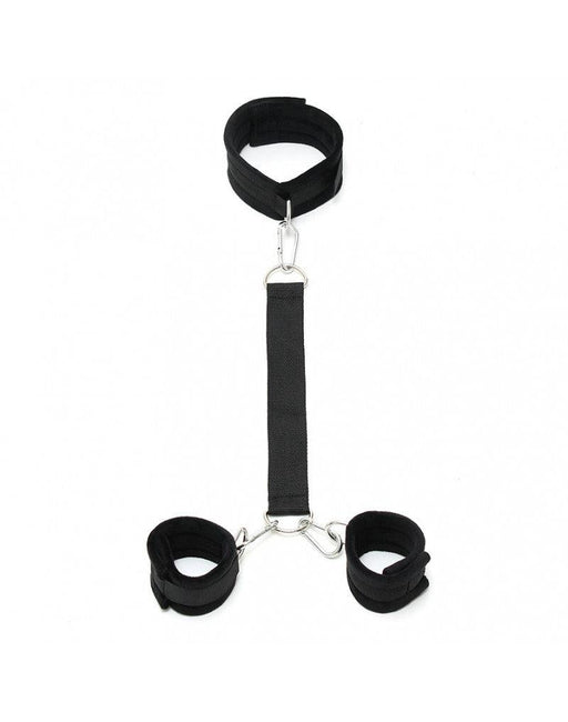 Rimba - Soft Bondageset - Zachte Halsband Met Riem Verbonden Aan Handboeien - Verstelbaar