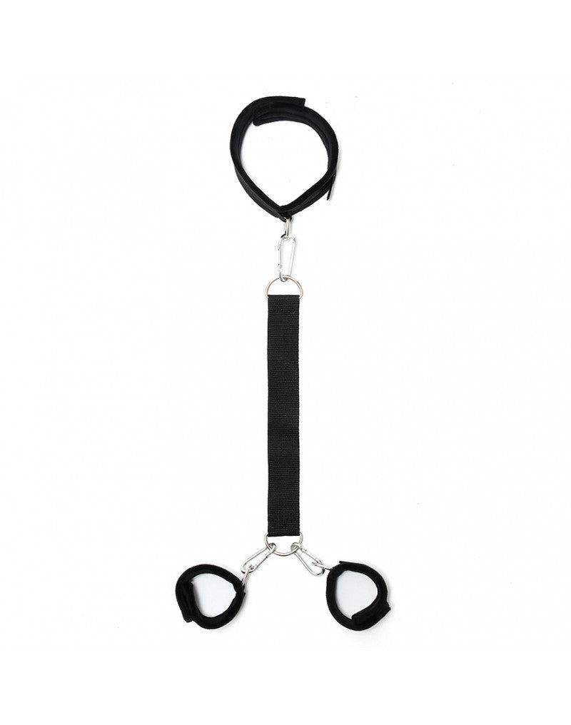Rimba - Soft Bondageset - Zachte Halsband Met Riem Verbonden Aan Handboeien - Verstelbaar
