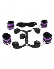 Rimba - Soft Bondage - Bed Bondage Boeienset - Zwart/Paars