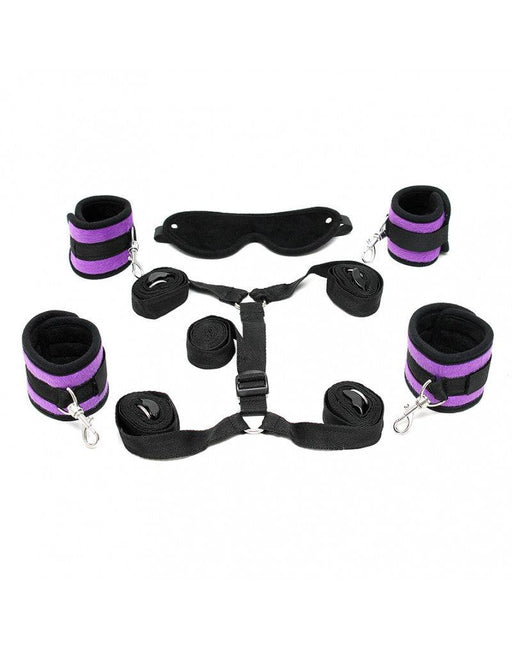 Rimba - Soft Bondage - Bed Bondage Boeienset - Zwart/Paars
