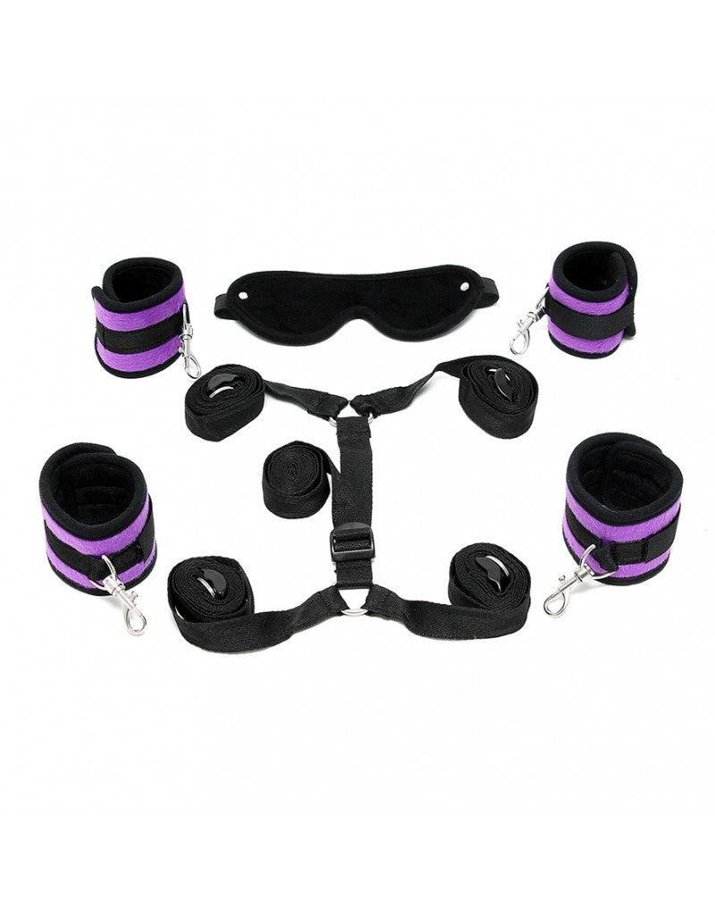 Rimba - Soft Bondage - Bed Bondage Boeienset - Zwart/Paars