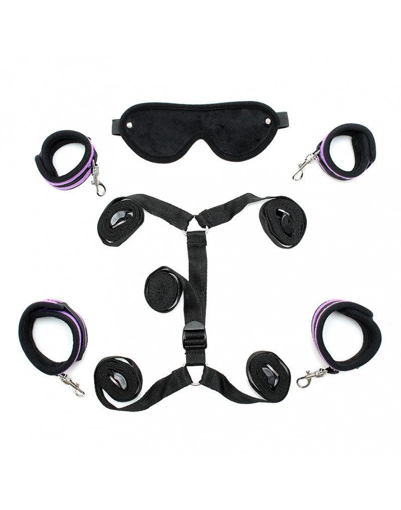 Rimba - Soft Bondage - Bed Bondage Boeienset - Zwart/Paars