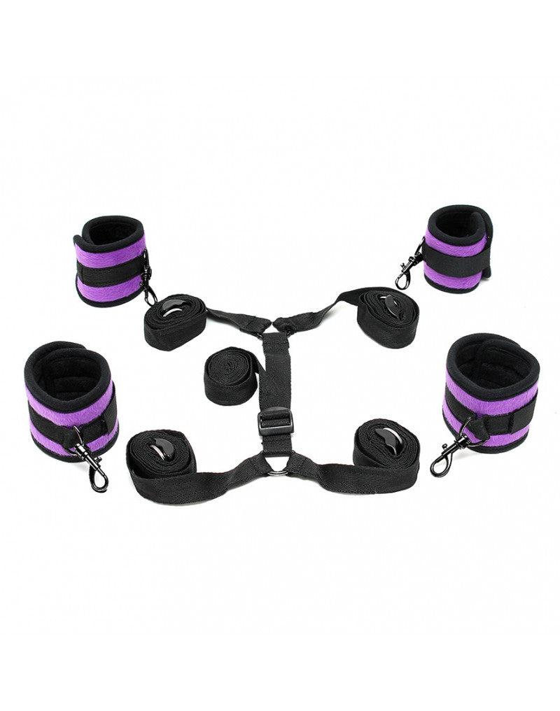 Rimba - Soft Bondage - Bed Bondage Boeienset - Zwart/Paars