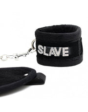 Rimba - Soft Bondage Set blinddoek En handboeien SLAVE - Zwart