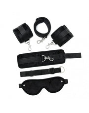 Rimba - Soft Bondageset Hand/Enkels Met band En blinddoek - Zwart