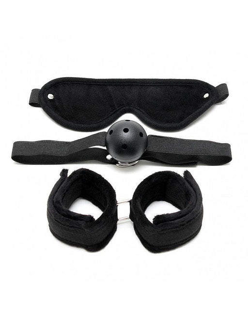 Rimba - Soft Bondage Set Met klittenband En gag (3-delig)