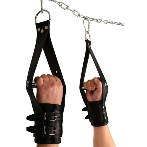 665 - DeLuxe Suspension Handboeien - Leder - Zwart