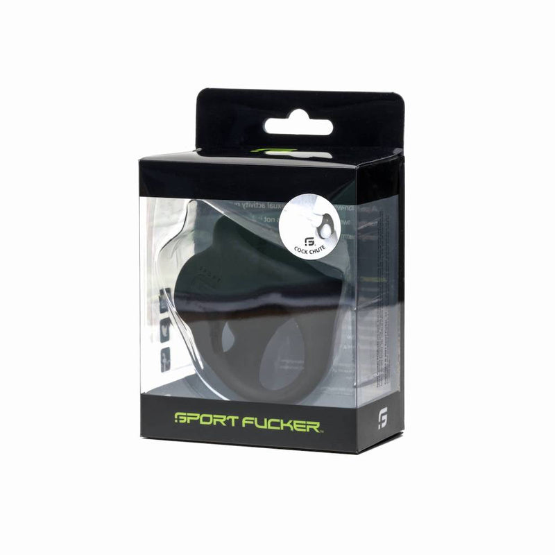 Sport Fucker - Cock Chute - Rekbare Cockring en Ballenspreider - Liquid Siliconen - Zwart