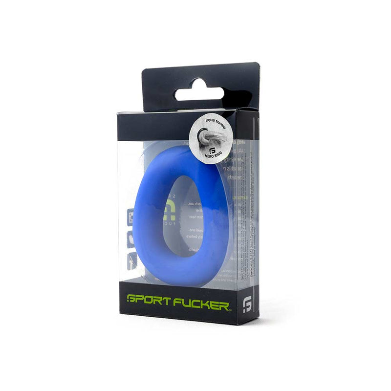 Sport Fucker - Hero - Elastische Cockring - Liquid Siliconen - Blauw