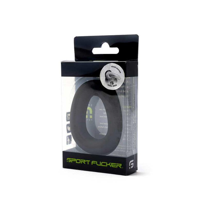 Sport Fucker - Hero - Elastische Cockring - Liquid Siliconen - Zwart