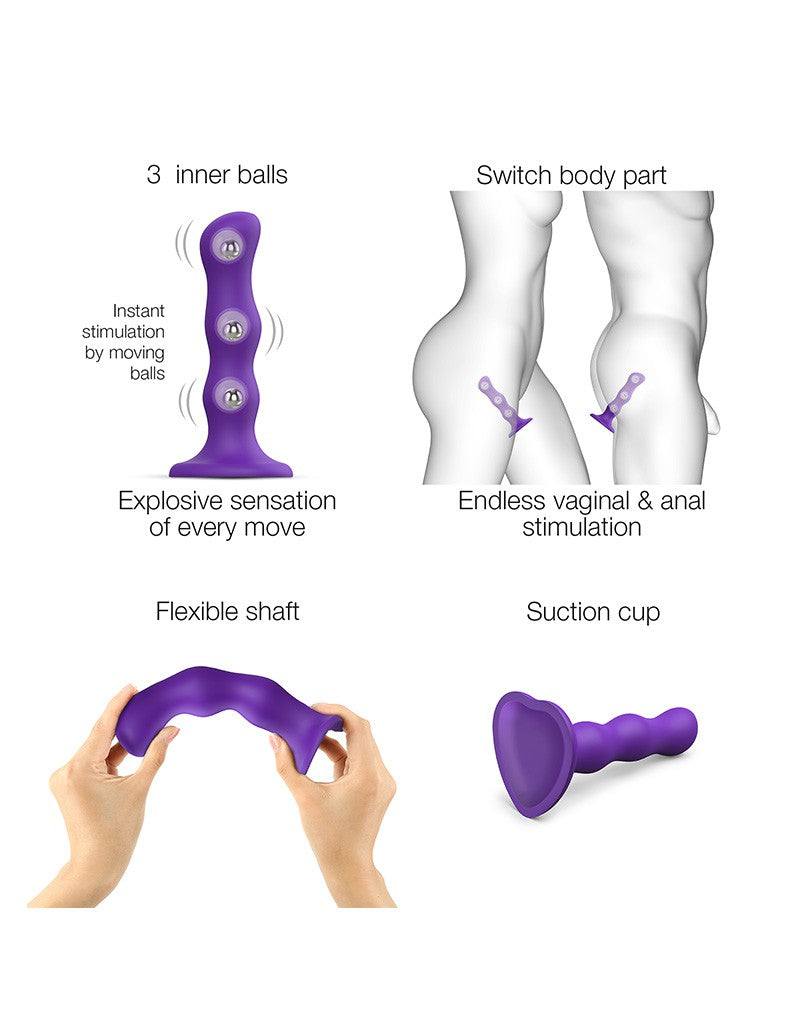 Strap-On-Me - Anaal Dildo - Buttplug Geisha Balls - Losse Roterende Balletjes - Paars