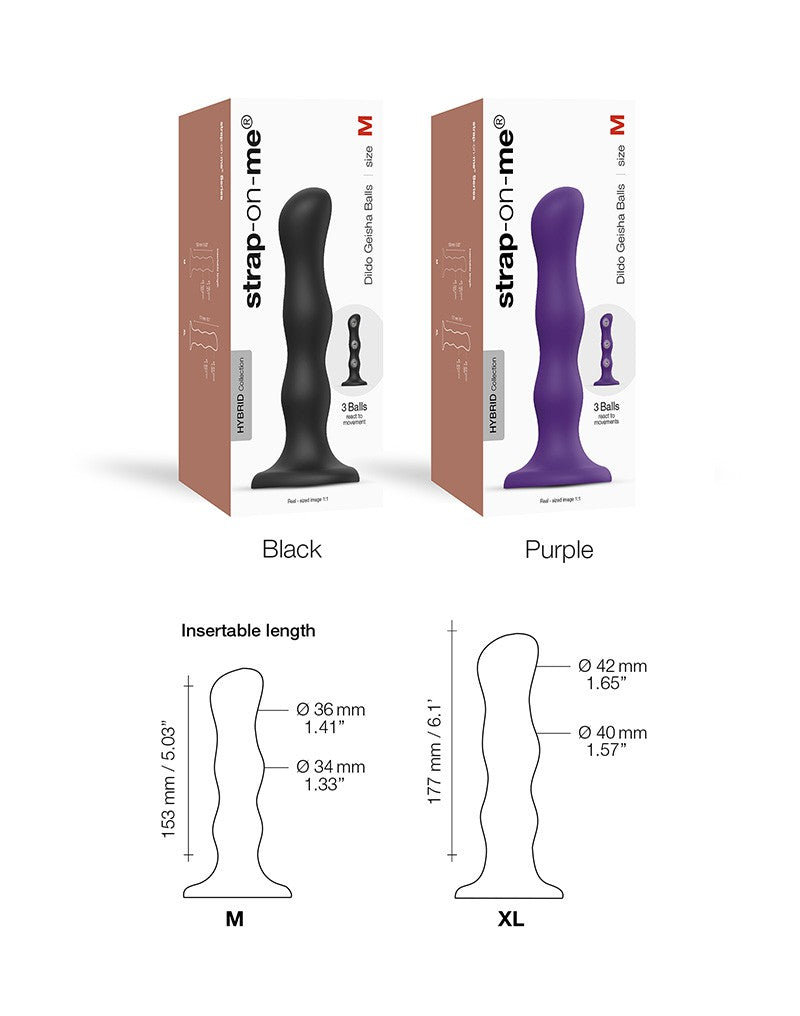 Strap-On-Me - Anaal Dildo - Buttplug Geisha Balls - Losse Roterende Balletjes - Paars