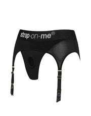 Strap-On-Me - Rebel - Strapon Harnas - Microfiber - Met Jarretels - Zwart
