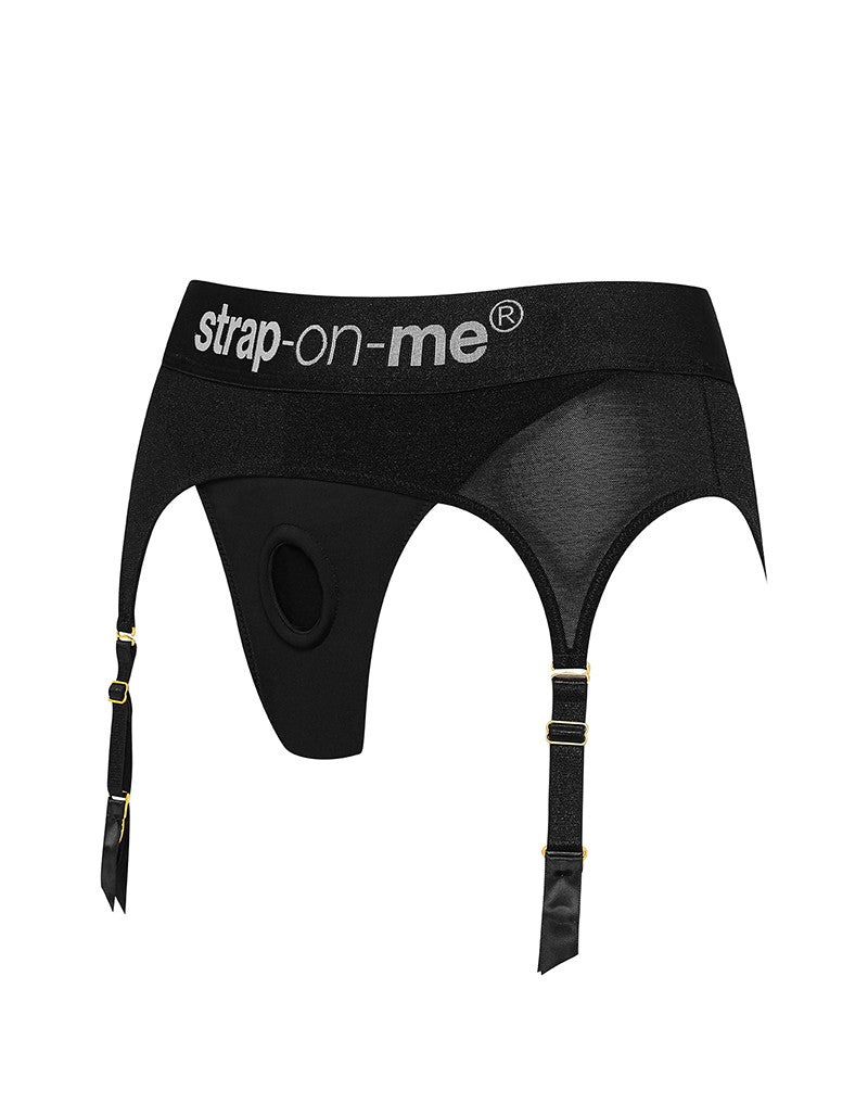 Strap-On-Me - Rebel - Strapon Harnas - Microfiber - Met Jarretels - Zwart