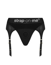 Strap-On-Me - Rebel - Strapon Harnas - Microfiber - Met Jarretels - Zwart
