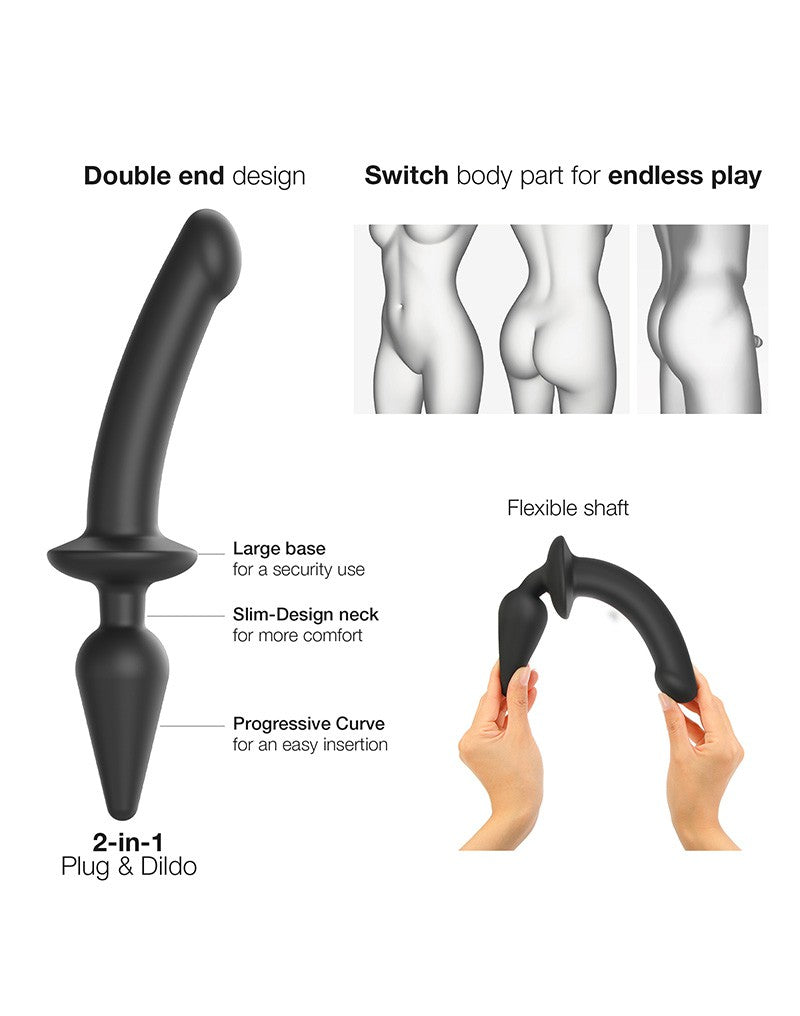 Strap-On-Me - Switch Plug - 2-in-1 Dildo & Buttplug - Zwart