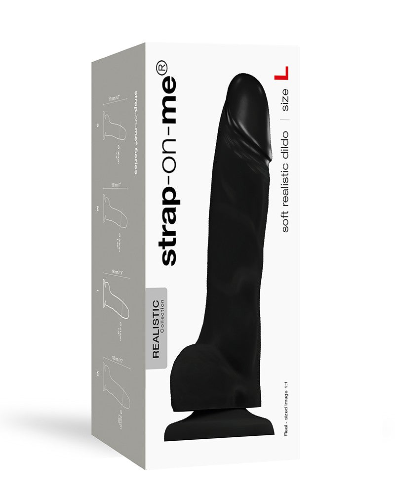 Strap-On-Me - Soft Realistic Dildo Met Zuignap - Zwart