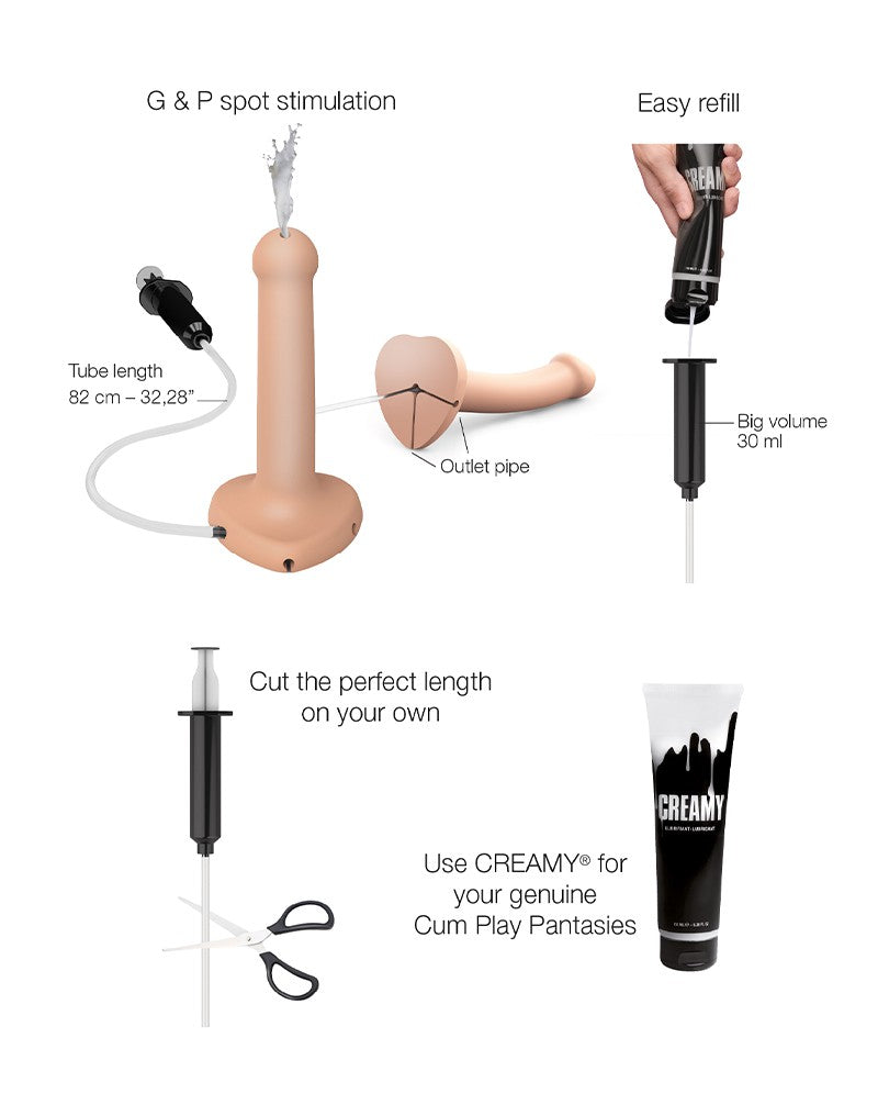 Strap-On-Me - Squirting Cum Dildo - Spuitende Dildo - Maat S - Lichte Huidskleur