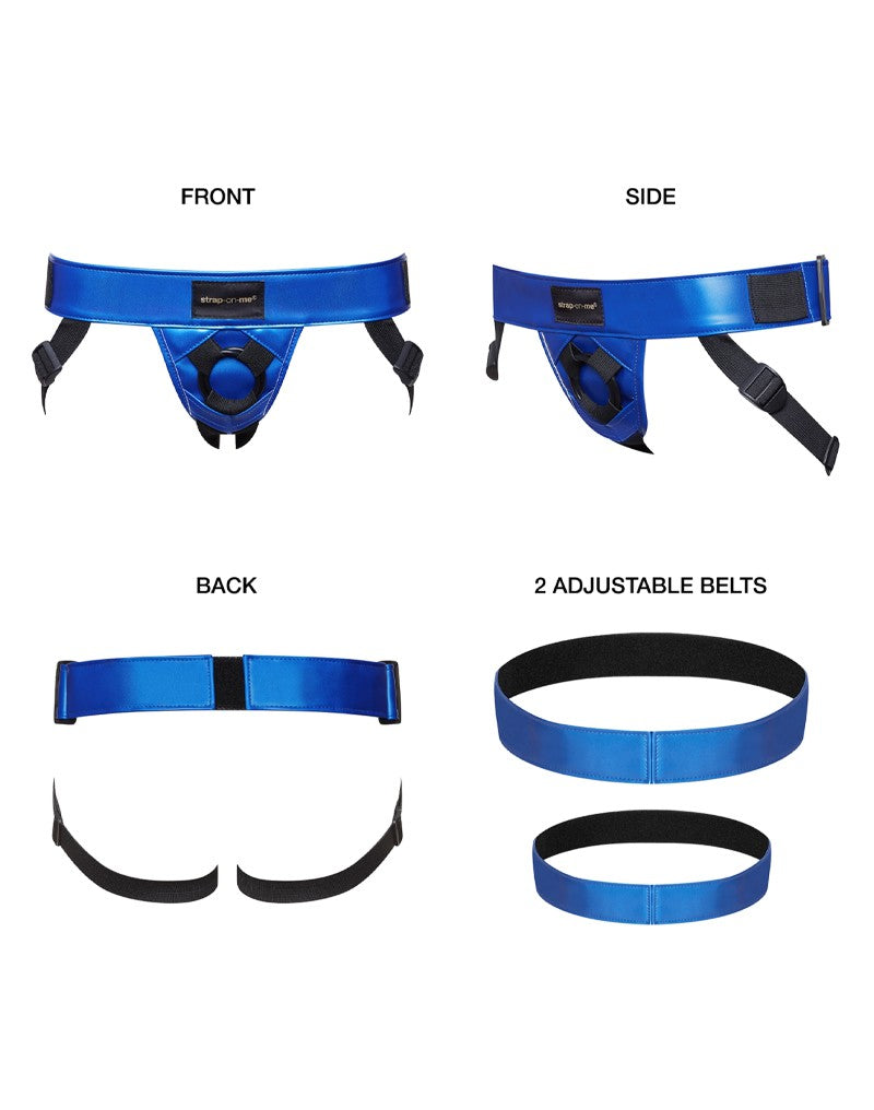 Strap-On-Me - Curious - Strap-on Harnas - PU Leer - Metallic Blauw