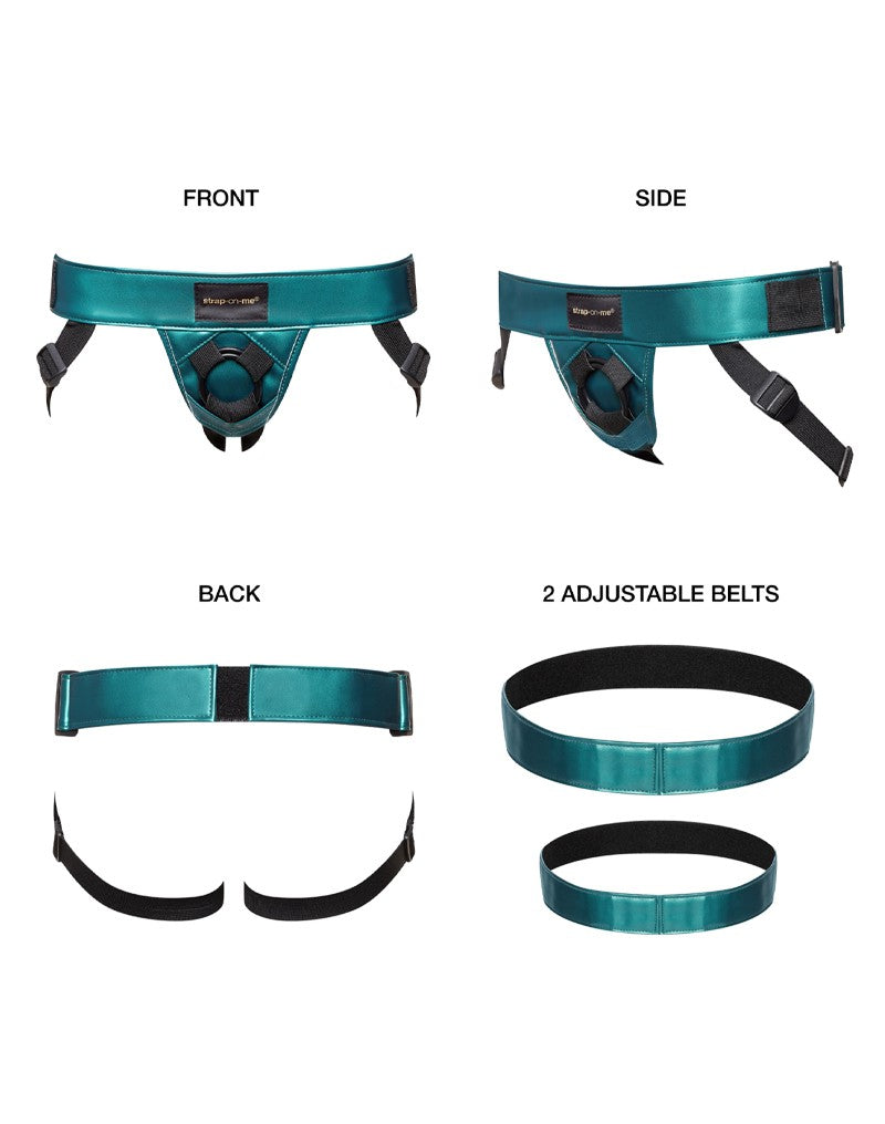 Strap-On-Me - Curious - Strap-on Harnas - PU Leer - Metallic Groen