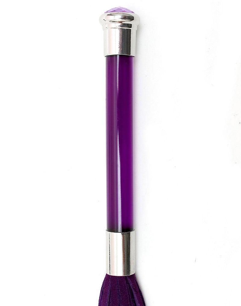 Rimba - Suede Flogger Met Glazen Handvat En Kristal - Paars