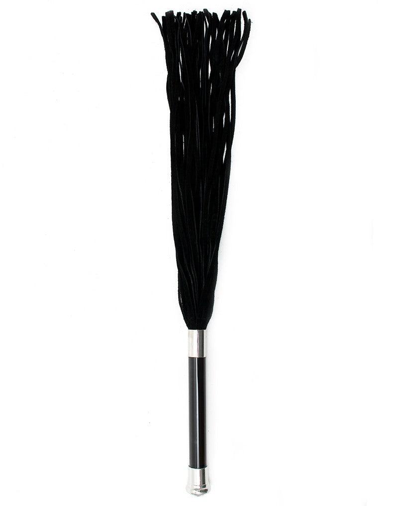 Rimba - Suede Flogger Met Glazen Handvat En Kristal - Zwart