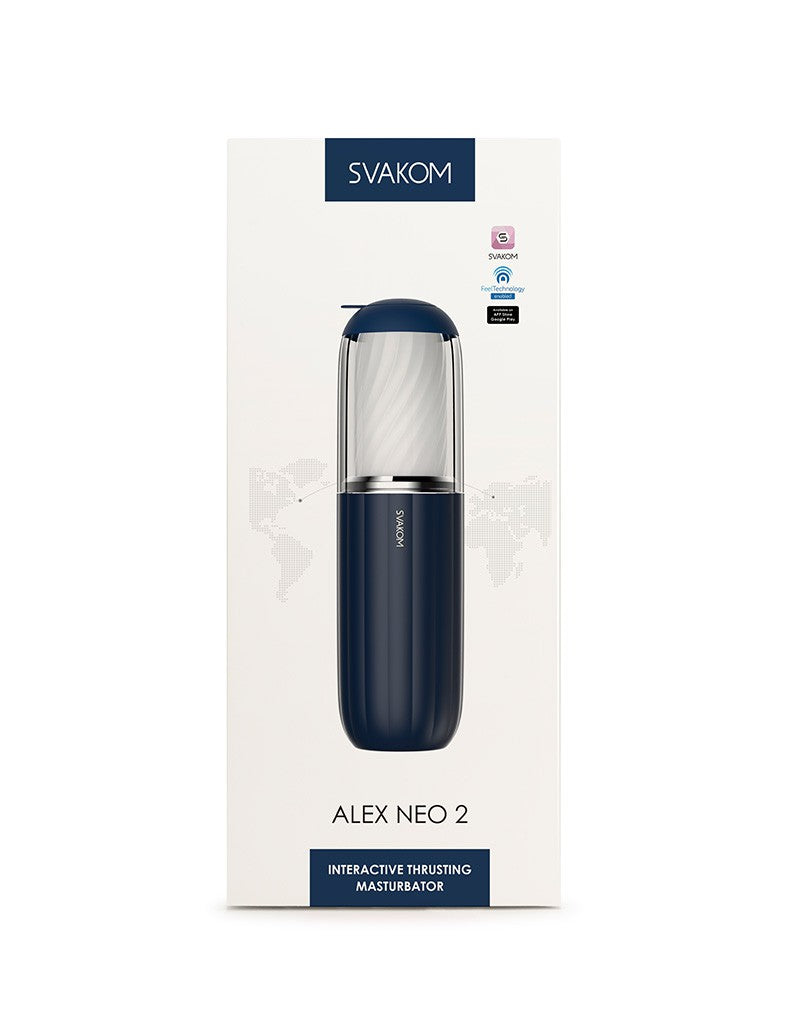 Svakom - Alex Neo 2 - Interactieve Stotende Masturbator met App Control - Donkerblauw