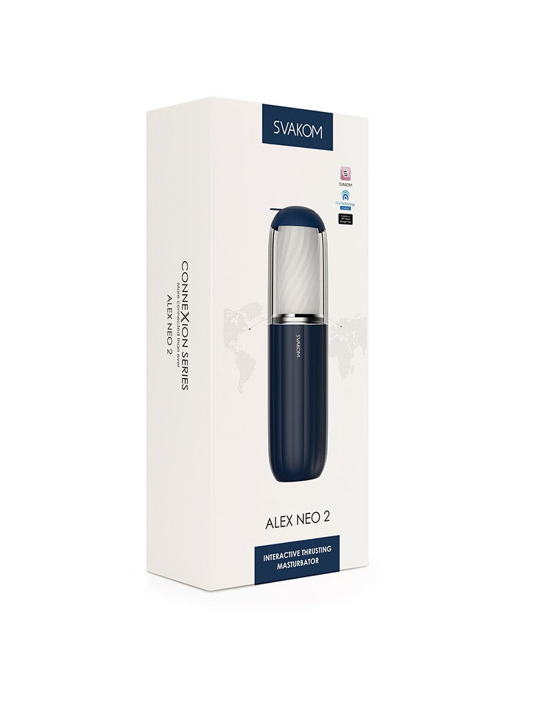 Svakom - Alex Neo 2 - Interactieve Stotende Masturbator met App Control - Donkerblauw