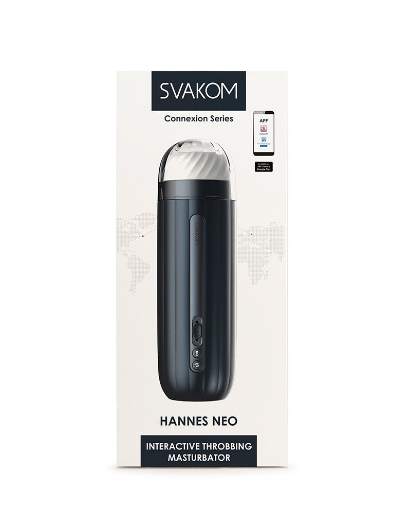 Svakom - Hannes Neo - Interactieve Throbbing Verwarmende Masturbator met App Control - Donkerblauw