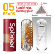 Tenga - Spinner 05 Beads Masturbator - Transparant/Oranje